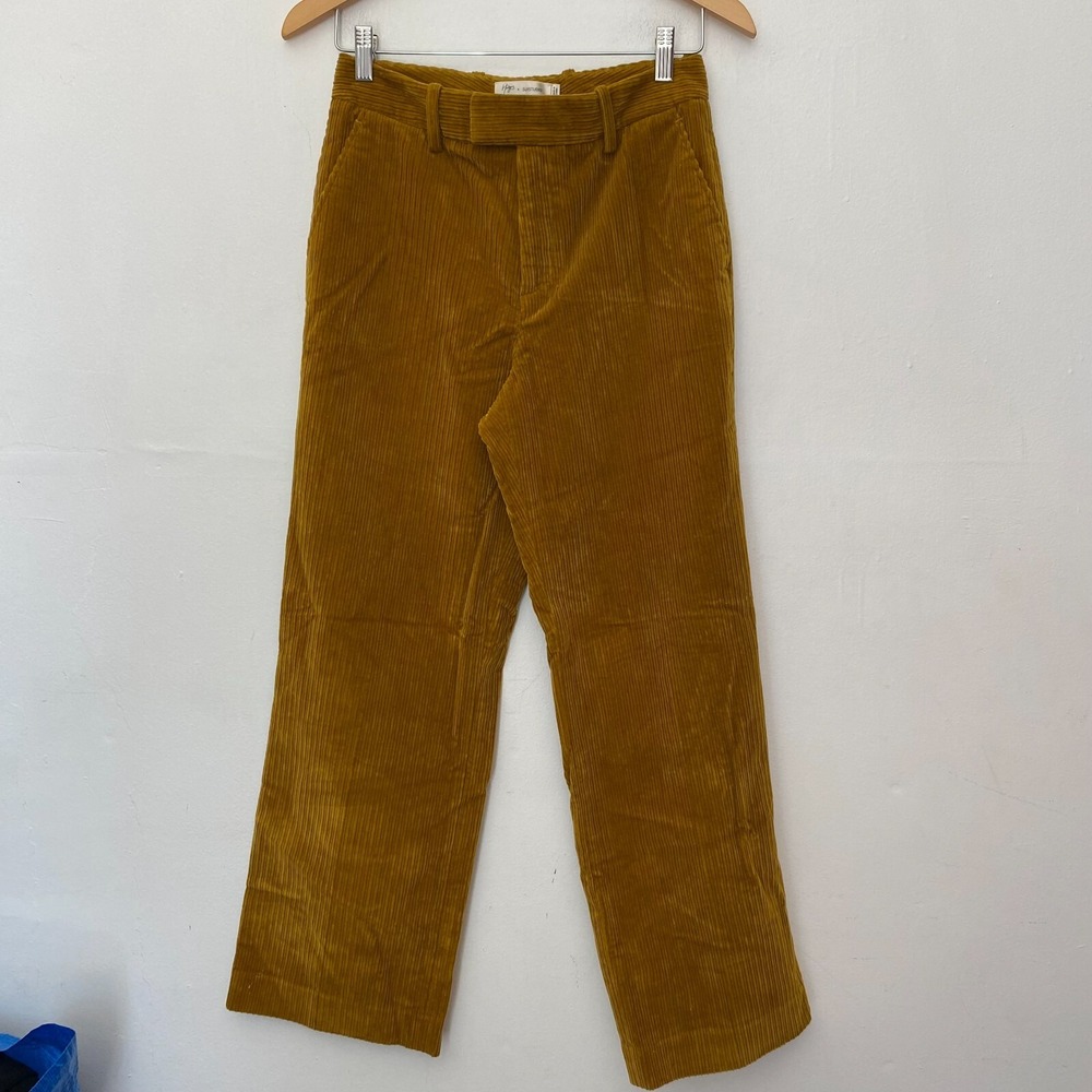 Suistudio x Vanessa Hudgens Gold Eliza Wide Leg Corduroy Minimalist Pants 2